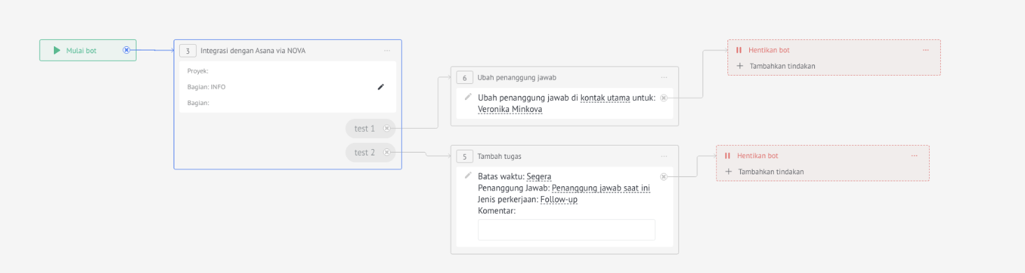 Pilih tahapan di Asana