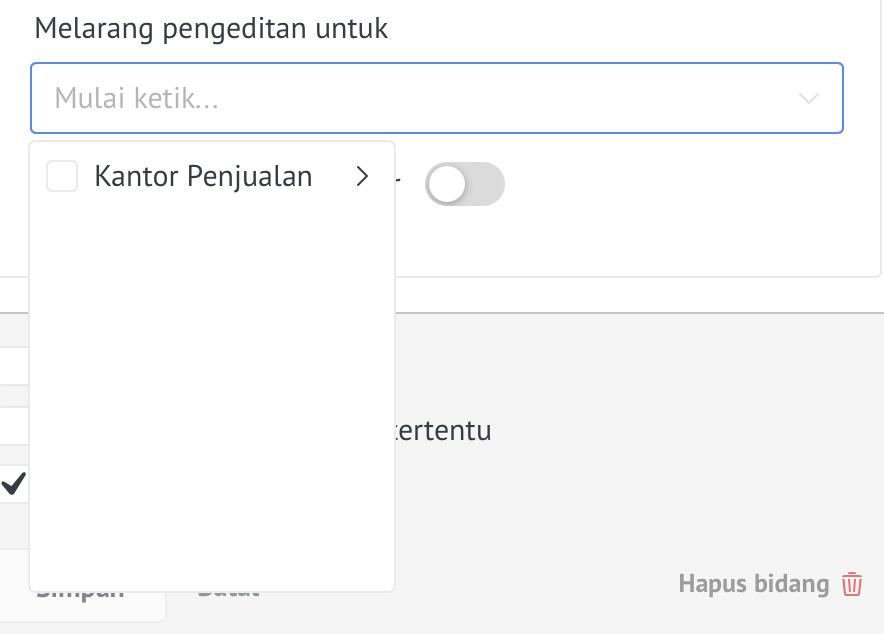 Membatasi hak untuk mengedit bidang dalam lead