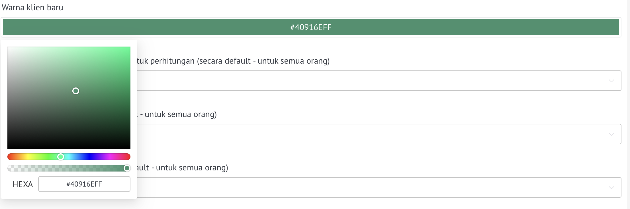 Switcher Tampilkan pasang klien baru